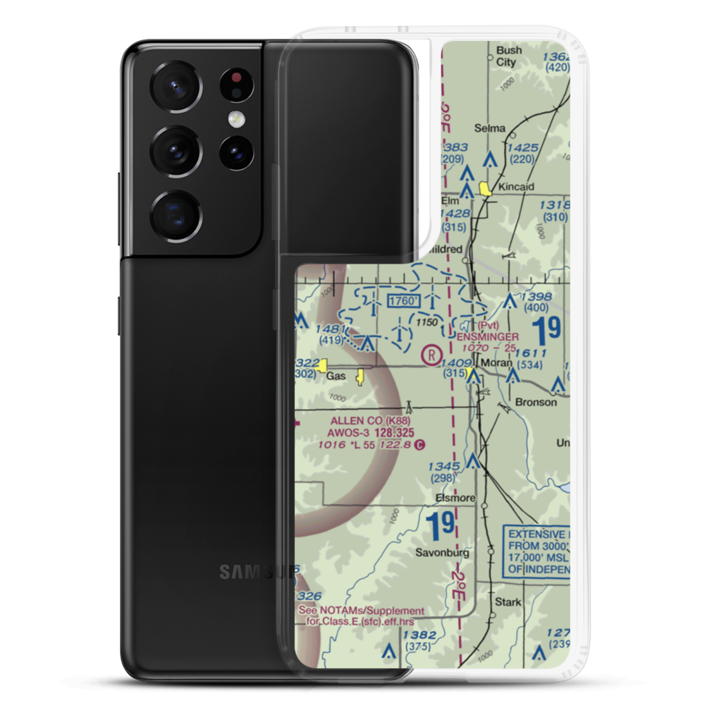Ensminger Airport (74KS) VFR Sectional Samsung Case Samsung Galaxy S21 Ultra model shown