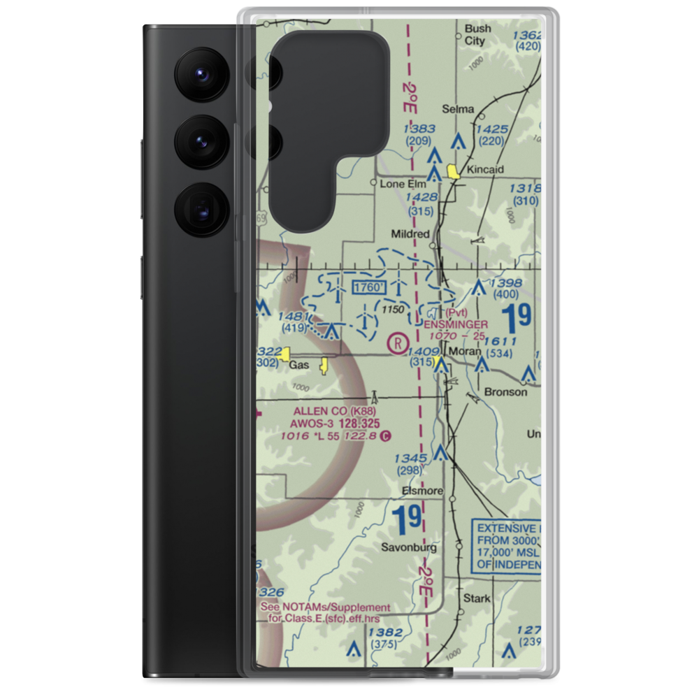 Ensminger Airport (74KS) VFR Sectional Samsung Case Samsung Galaxy S22 Ultra model shown