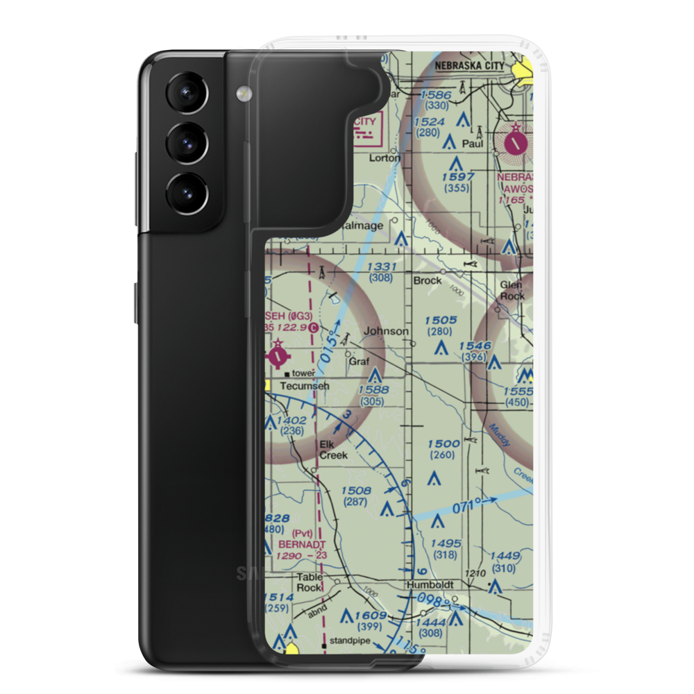 Ensor Field (88NE) VFR Sectional Samsung Case Samsung Galaxy S21 Plus model shown