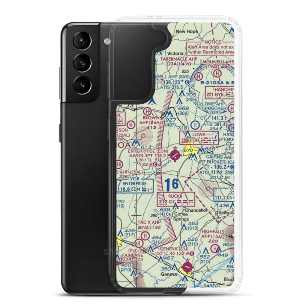 Enterprise Municipal Airport (EDN) VFR Sectional Samsung Case Samsung Galaxy S21 Plus model shown