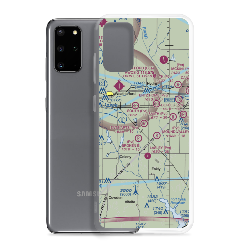 Entz Arts Airport (16OK) VFR Sectional Samsung Case Samsung Galaxy S20 Plus model shown