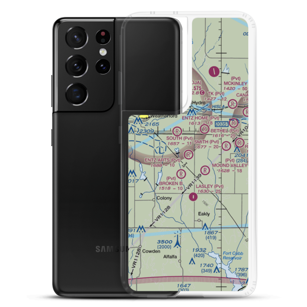 Entz Arts Airport (16OK) VFR Sectional Samsung Case Samsung Galaxy S21 Ultra model shown