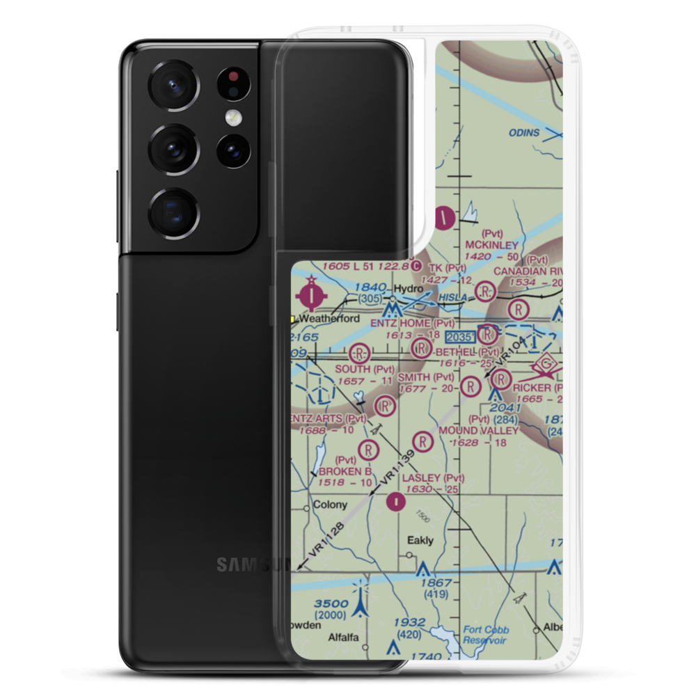 Entz Home Airport (1OK2) VFR Sectional Samsung Case Samsung Galaxy S21 Ultra model shown