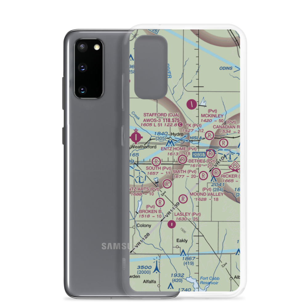 Entz Home Airport (1OK2) VFR Sectional Samsung Case Samsung Galaxy S20 model shown