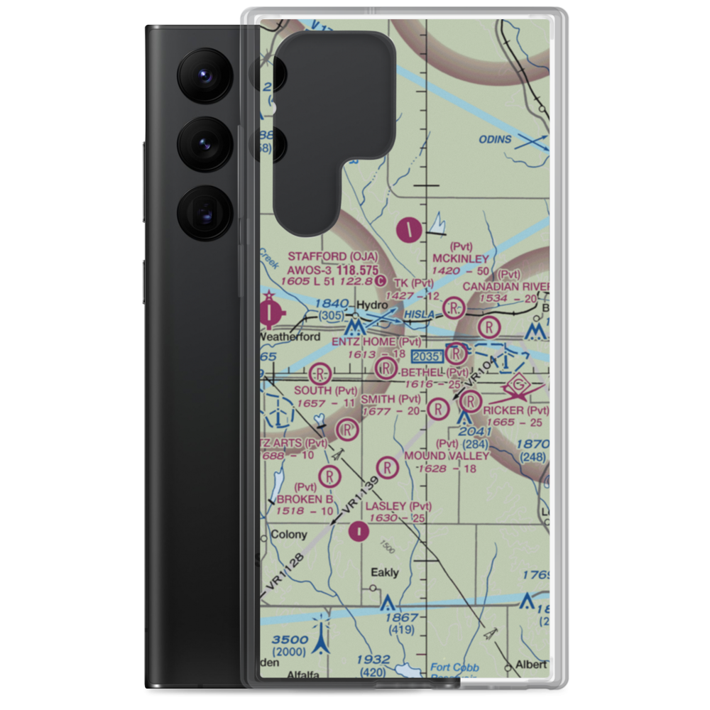 Entz Oliver Airport (1OK6) VFR Sectional Samsung Case Samsung Galaxy S22 Ultra model shown