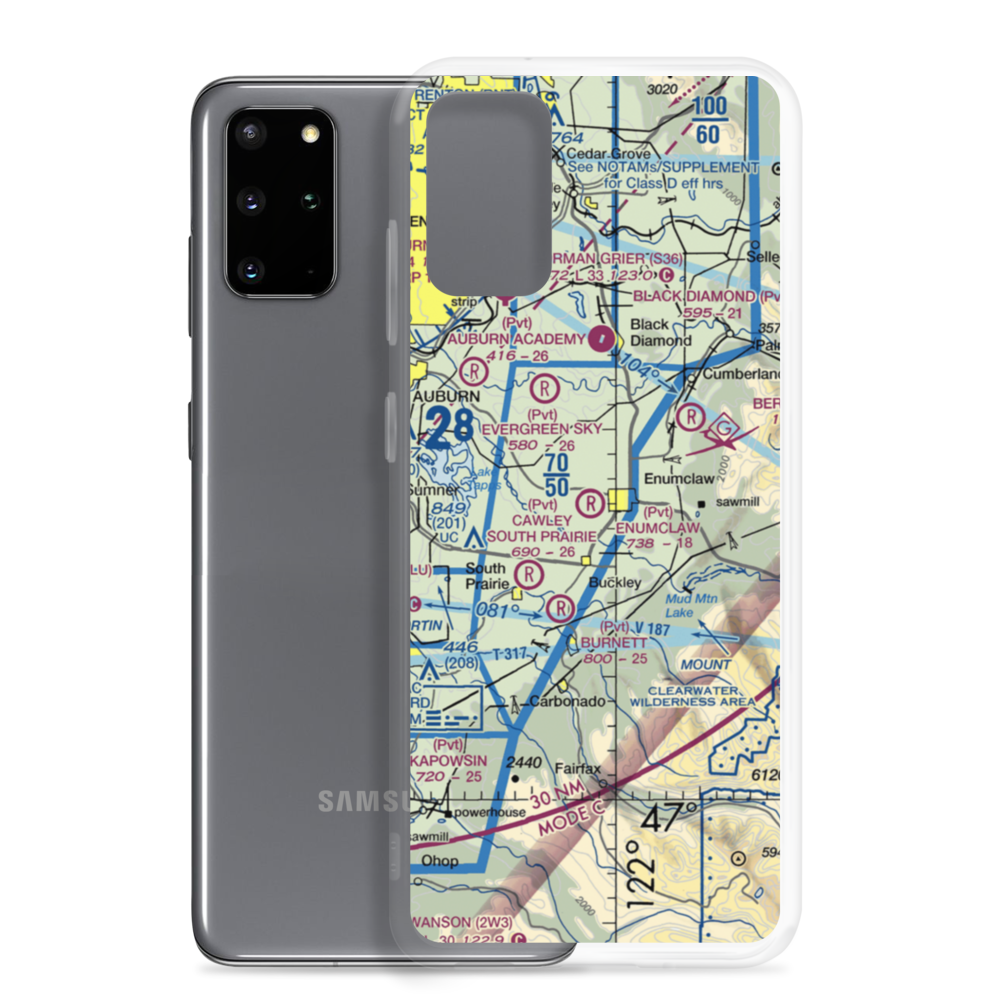 Enumclaw Airport (WA77) VFR Sectional Samsung Case Samsung Galaxy S20 Plus model shown