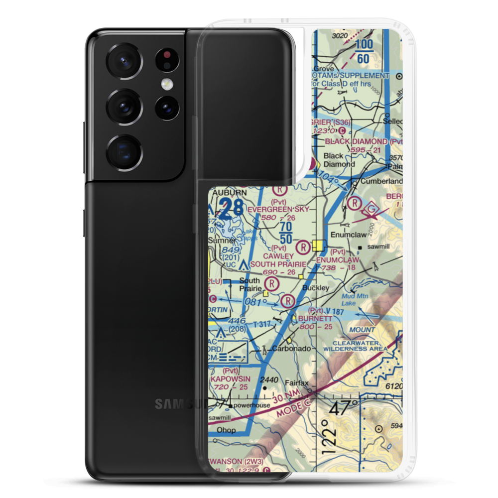 Enumclaw Airport (WA77) VFR Sectional Samsung Case Samsung Galaxy S21 Ultra model shown