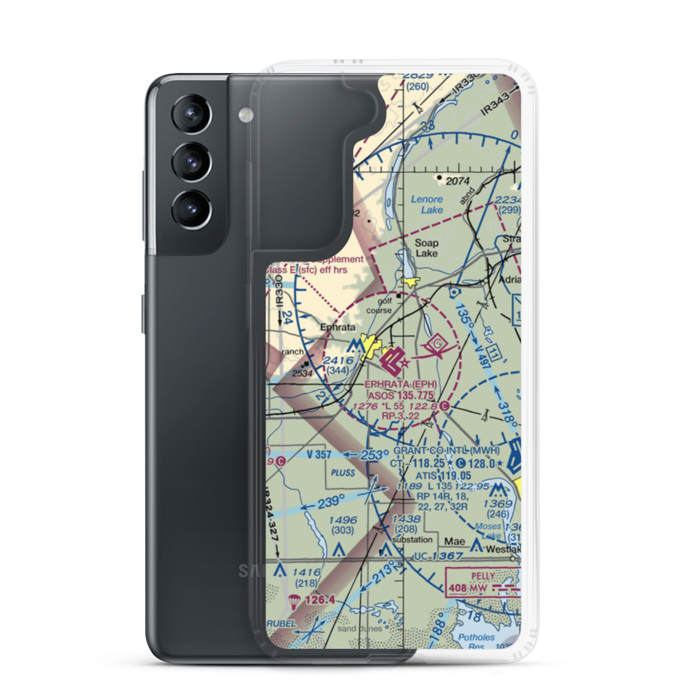 Ephrata Municipal Airport (EPH) VFR Sectional Samsung Case Samsung Galaxy S21 model shown