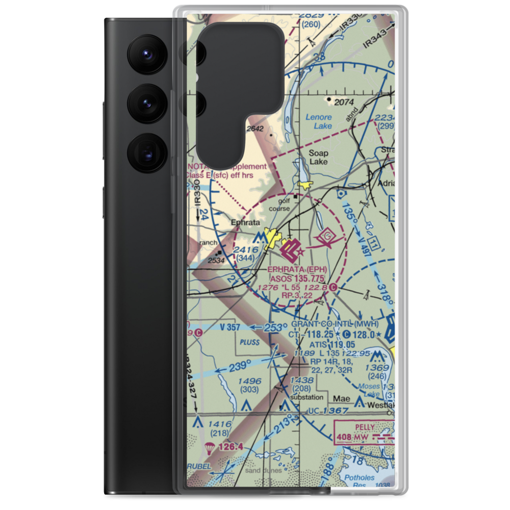 Ephrata Municipal Airport (EPH) VFR Sectional Samsung Case Samsung Galaxy S22 Ultra model shown