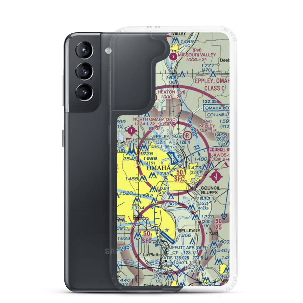 Eppley Airfield (OMA) VFR Sectional Samsung Case Samsung Galaxy S21 model shown