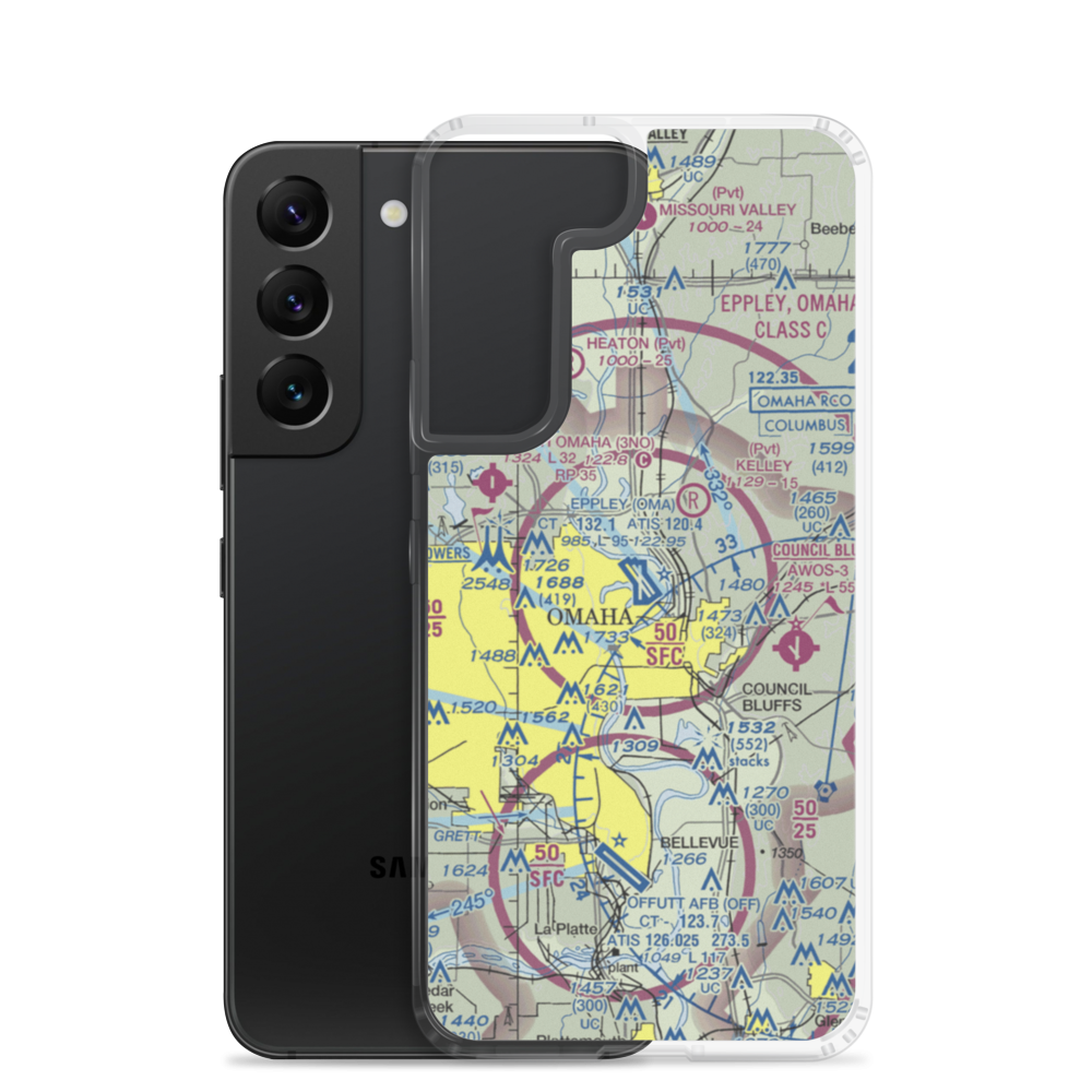 Eppley Airfield (OMA) VFR Sectional Samsung Case Samsung Galaxy S22 model shown