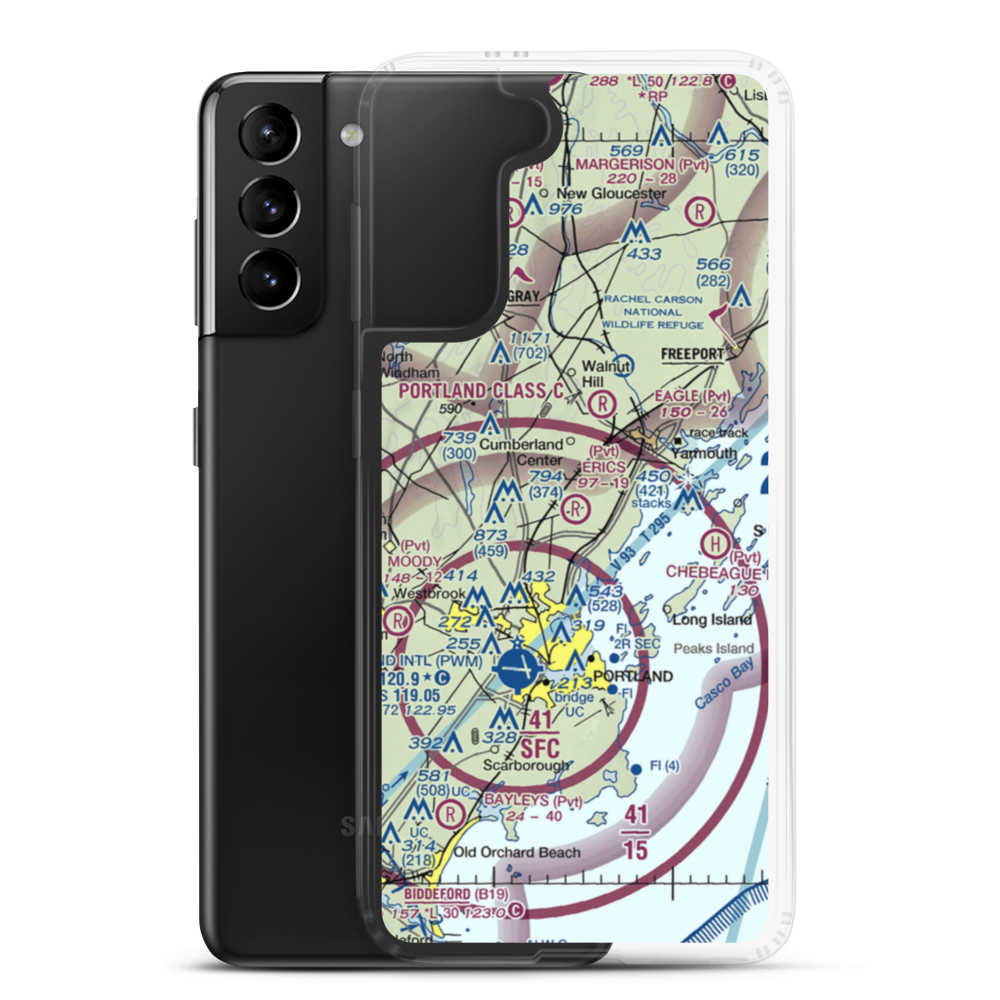 Eric's Field Airport (78ME) VFR Sectional Samsung Case Samsung Galaxy S21 Plus model shown