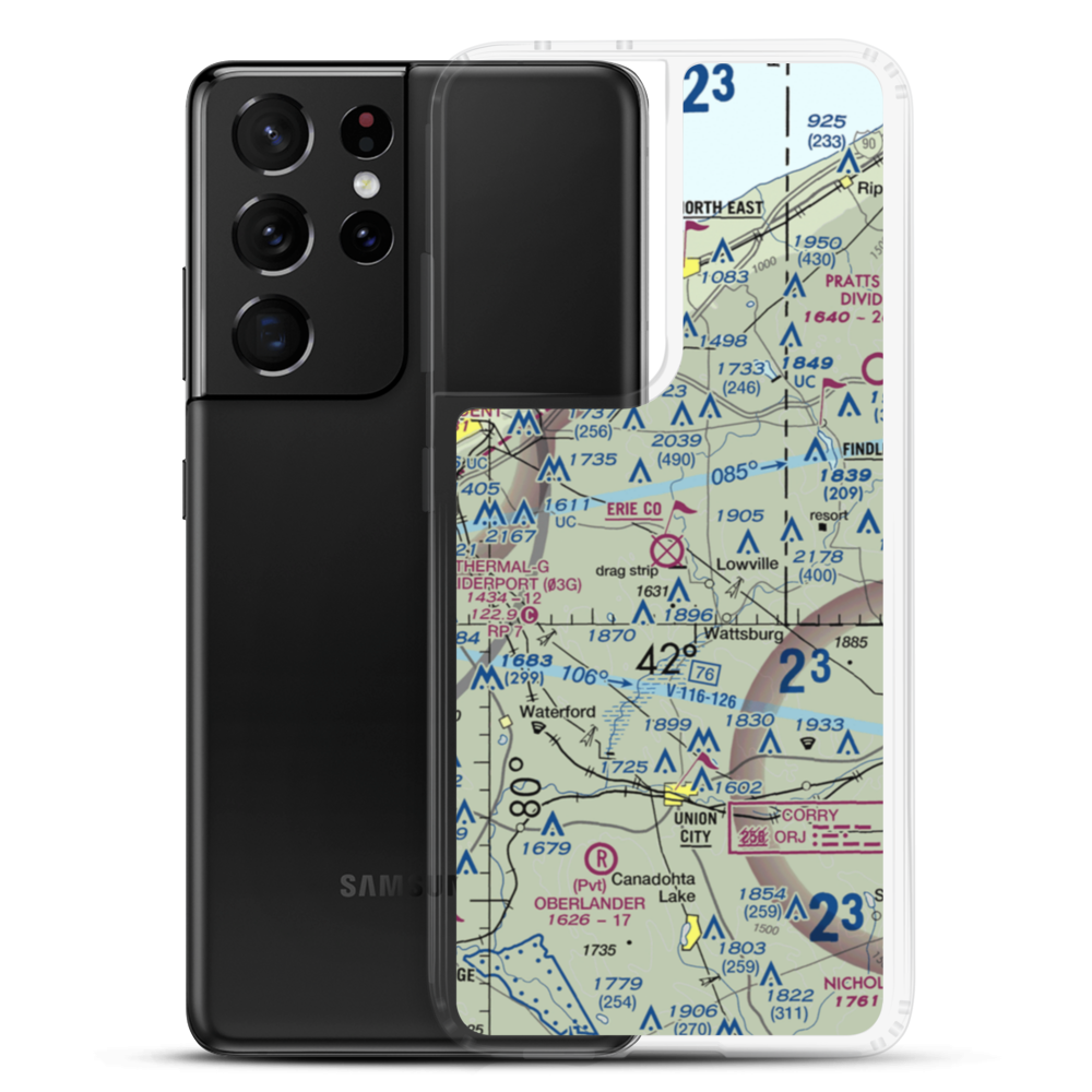 Erie County Airport (3G1) VFR Sectional Samsung Case Samsung Galaxy S21 Ultra model shown