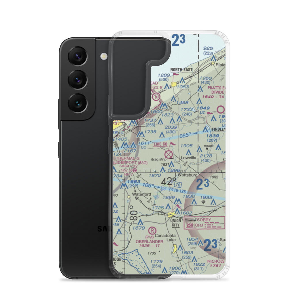 Erie County Airport (3G1) VFR Sectional Samsung Case Samsung Galaxy S22 model shown