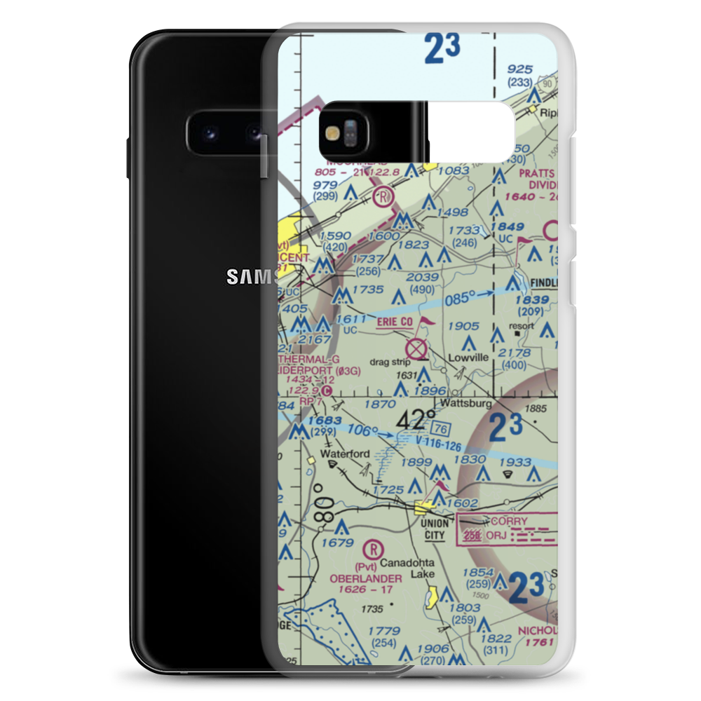 Erie County Airport (3G1) VFR Sectional Samsung Case Samsung Galaxy S10+ model shown