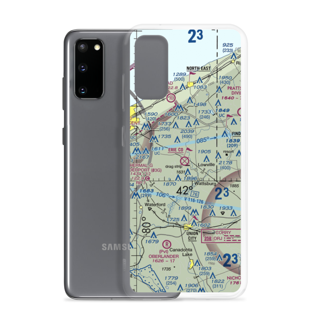 Erie County Airport (3G1) VFR Sectional Samsung Case Samsung Galaxy S20 model shown