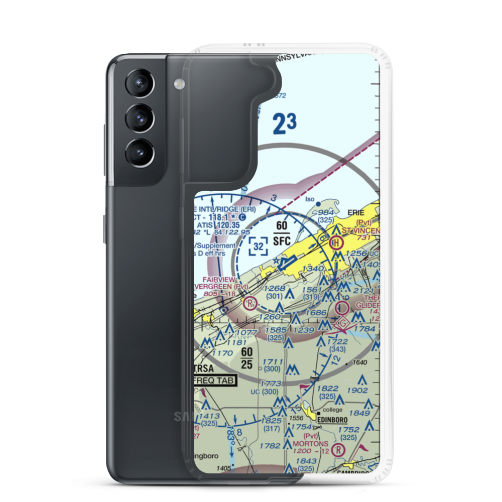 Erie International Tom Ridge Field (ERI) VFR Sectional Samsung Case Samsung Galaxy S21 model shown