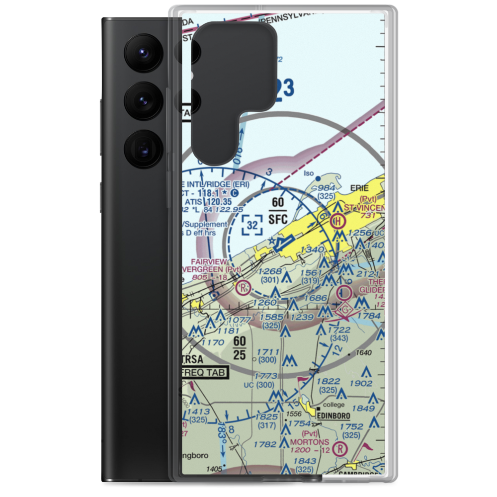 Erie International Tom Ridge Field (ERI) VFR Sectional Samsung Case Samsung Galaxy S22 Ultra model shown