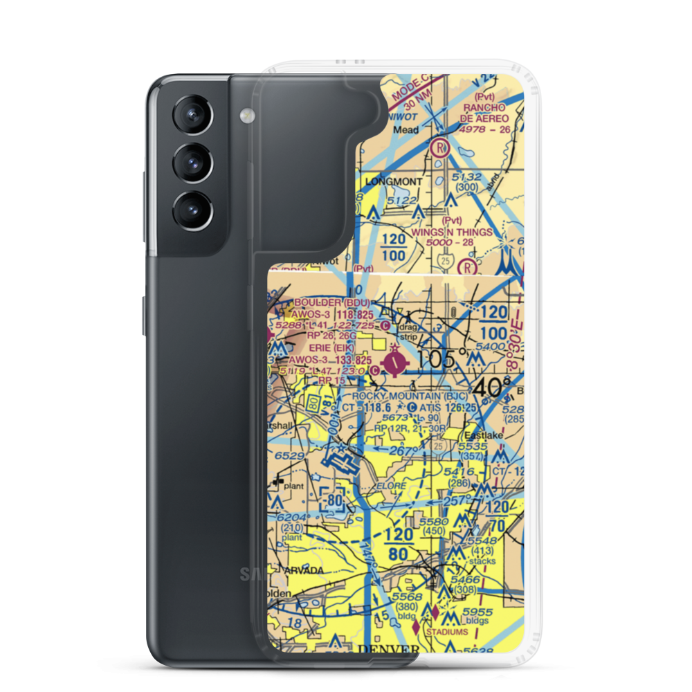 Erie Municipal Airport (EIK) VFR Sectional Samsung Case Samsung Galaxy S21 model shown