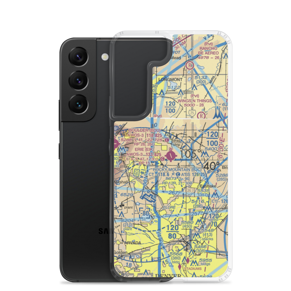 Erie Municipal Airport (EIK) VFR Sectional Samsung Case Samsung Galaxy S22 model shown