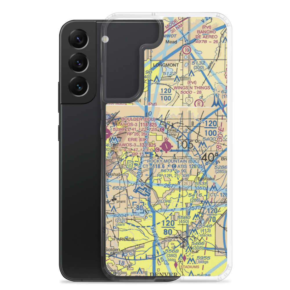 Erie Municipal Airport (EIK) VFR Sectional Samsung Case Samsung Galaxy S22 Plus model shown