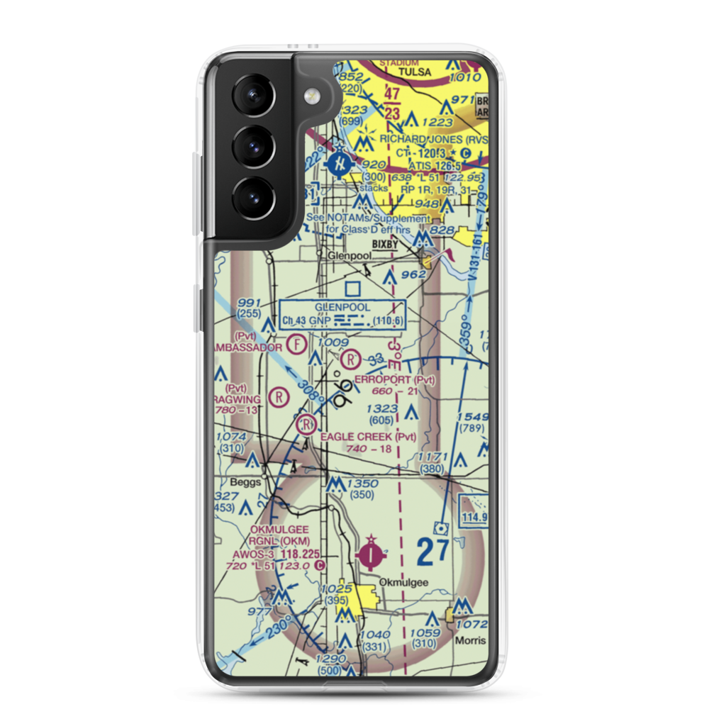 Erroport Airport (OK13) VFR Sectional Samsung Case Samsung Galaxy S21 Plus model shown