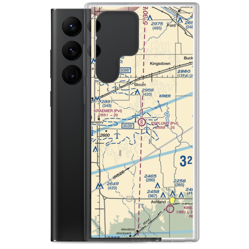 Esplund Farm Airport (75KS) VFR Sectional Samsung Case Samsung Galaxy S22 Ultra model shown