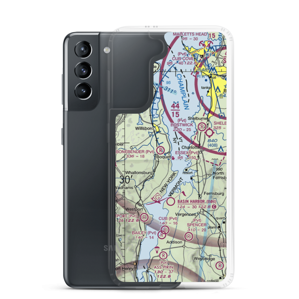 Essex Boatworks Seaplane Base (NY83) VFR Sectional Samsung Case Samsung Galaxy S21 model shown