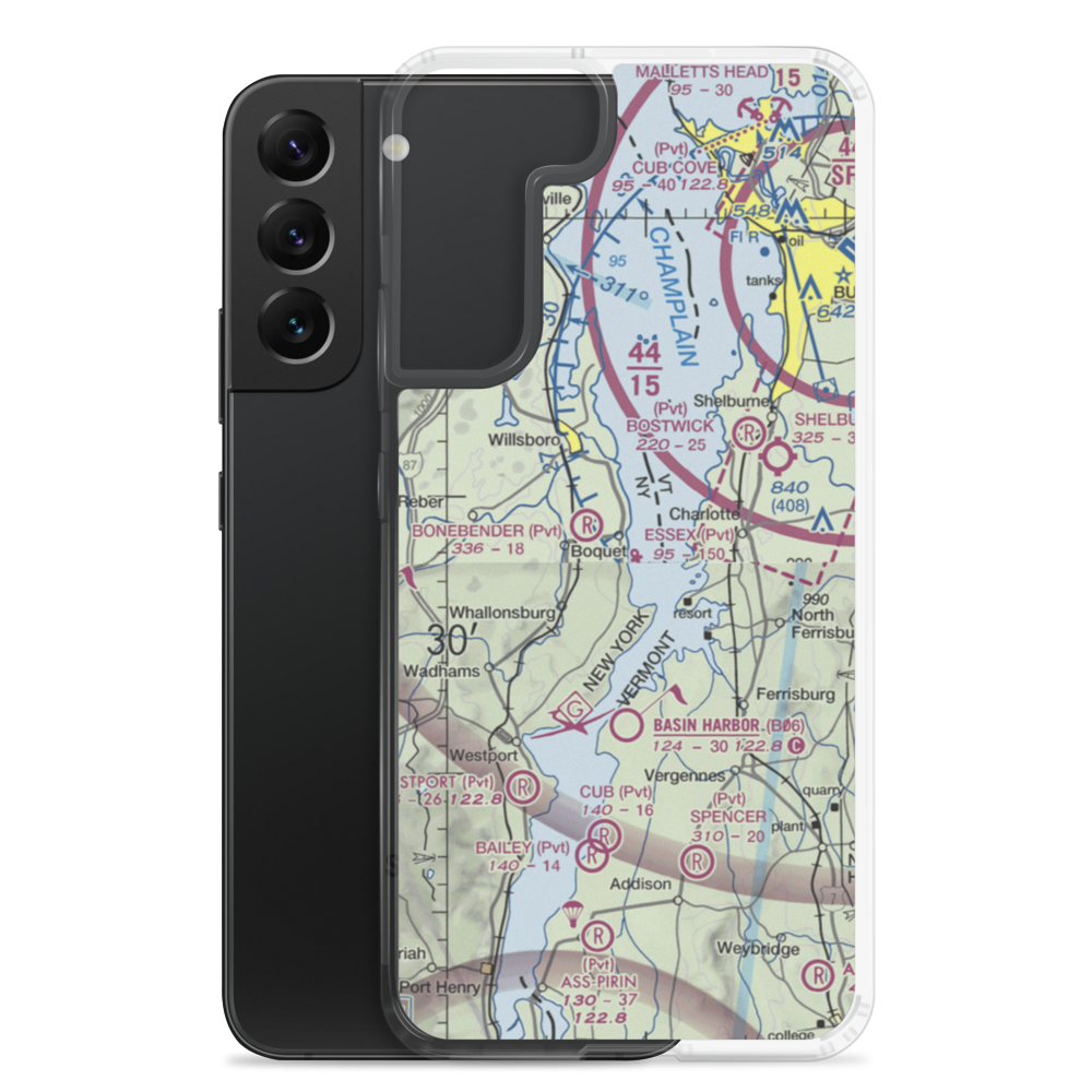 Essex Boatworks Seaplane Base (NY83) VFR Sectional Samsung Case Samsung Galaxy S22 Plus model shown