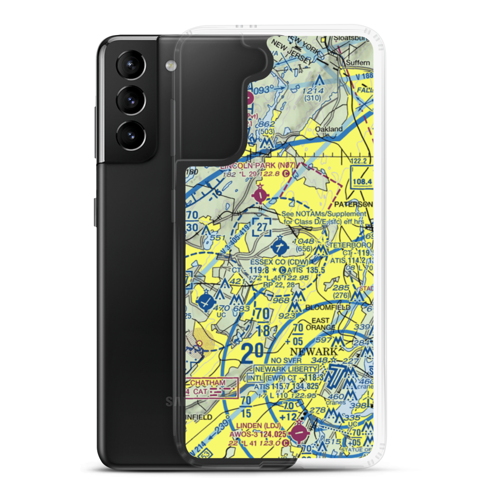 Essex County Airport (CDW) VFR Sectional Samsung Case Samsung Galaxy S21 Plus model shown