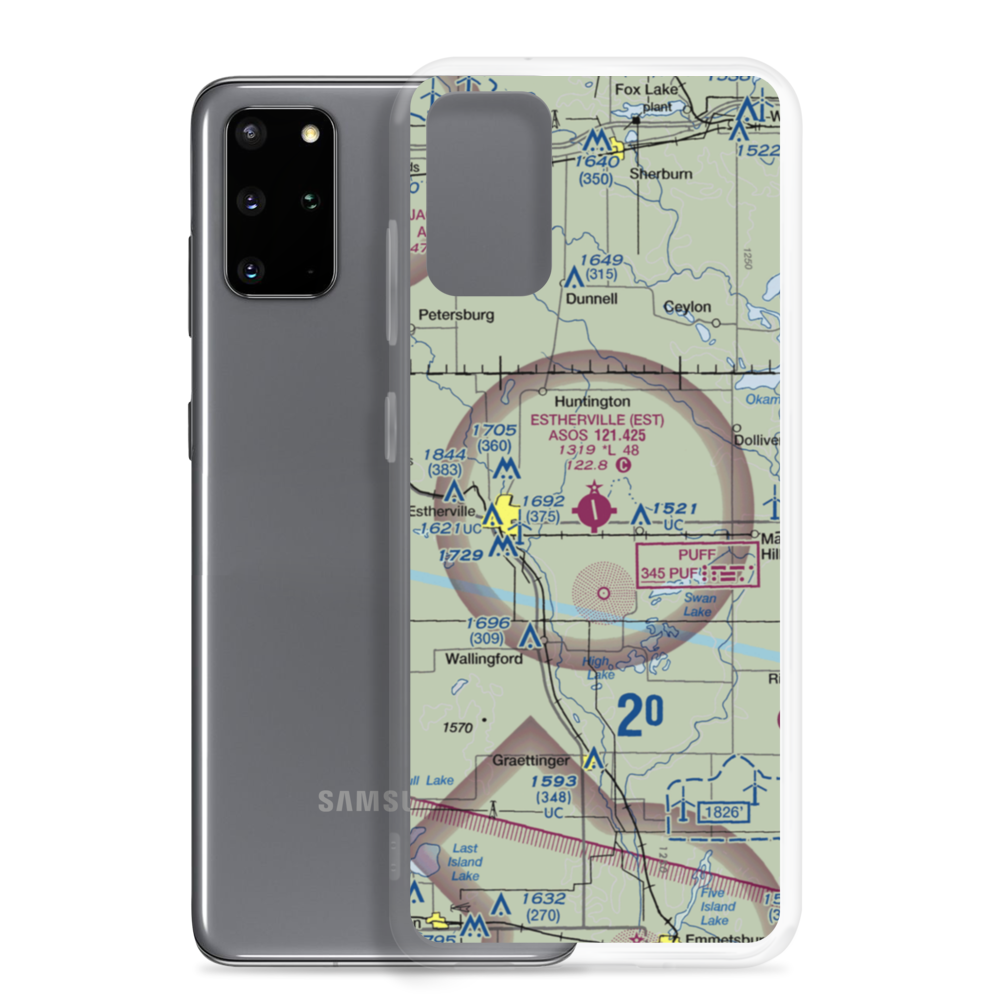 Estherville Municipal Airport (EST) VFR Sectional Samsung Case Samsung Galaxy S20 Plus model shown