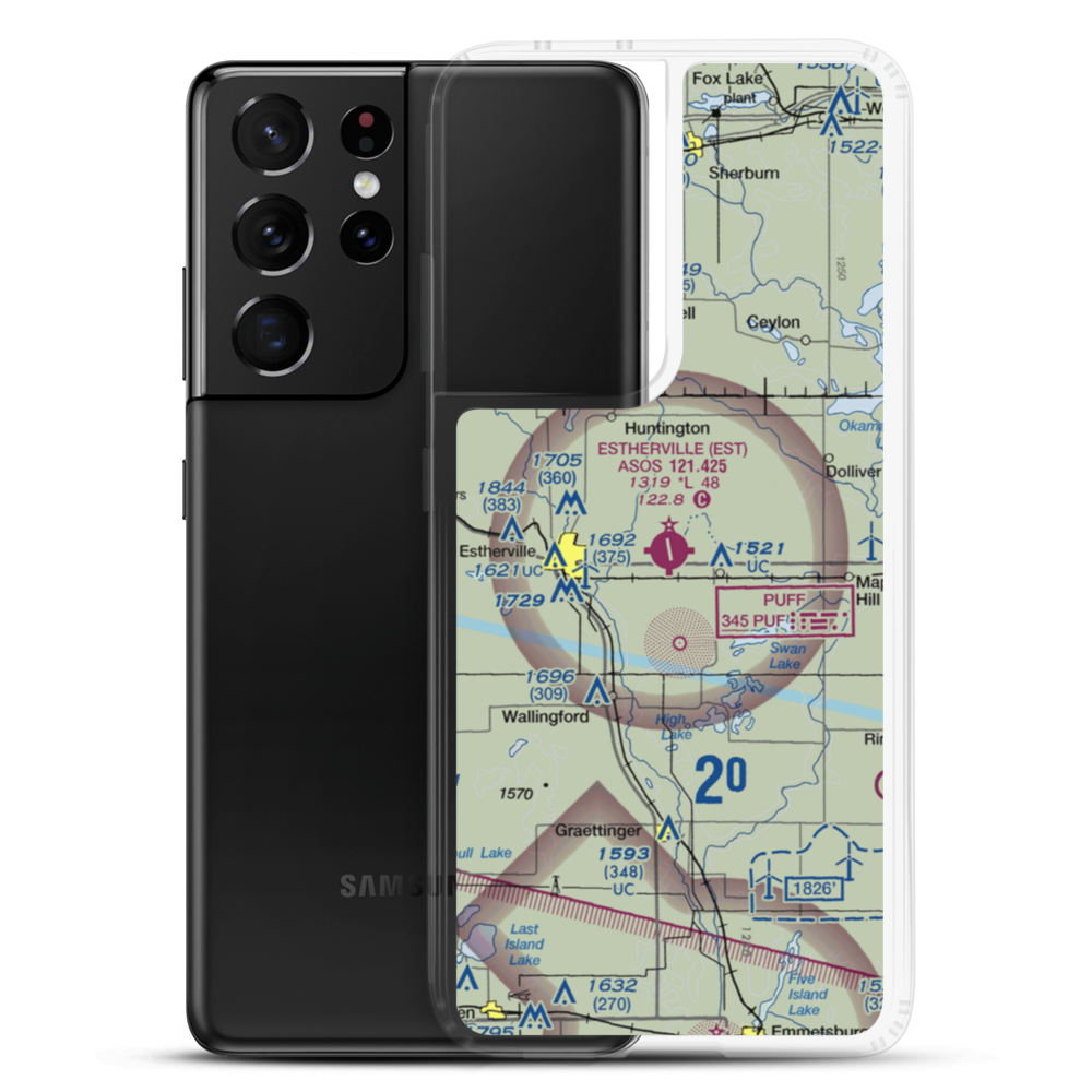 Estherville Municipal Airport (EST) VFR Sectional Samsung Case Samsung Galaxy S21 Ultra model shown