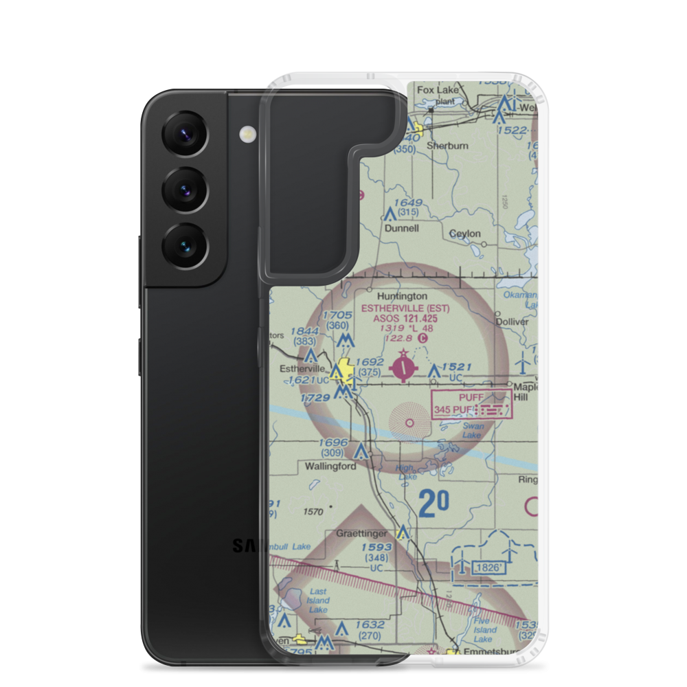Estherville Municipal Airport (EST) VFR Sectional Samsung Case Samsung Galaxy S22 model shown