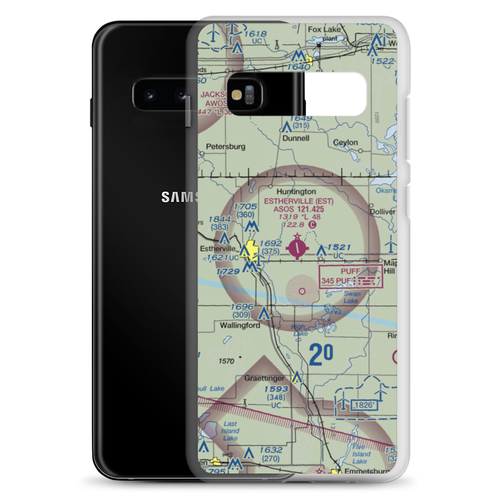 Estherville Municipal Airport (EST) VFR Sectional Samsung Case Samsung Galaxy S10+ model shown