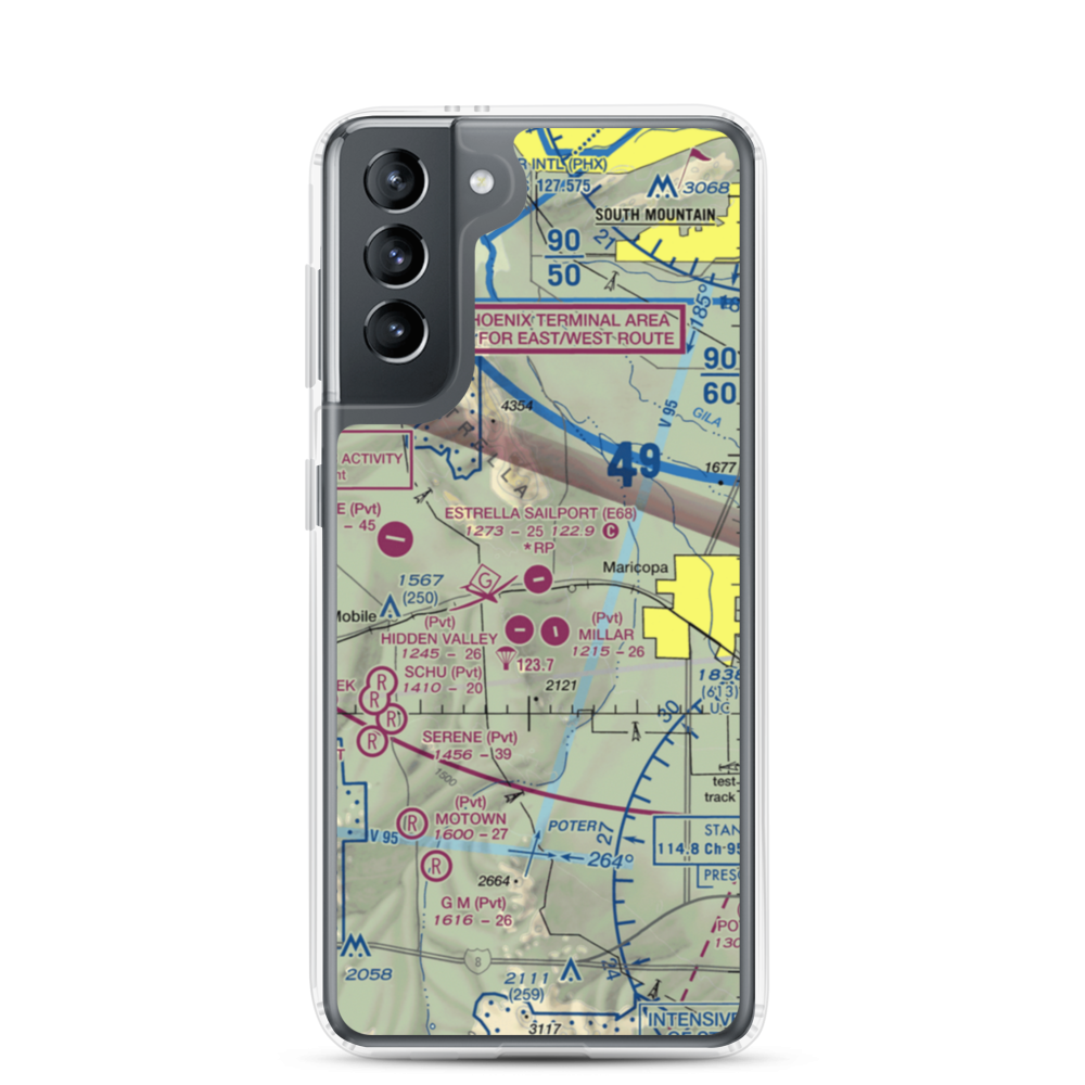 Estrella Sailport Gliderport (E68) VFR Sectional Samsung Case Samsung Galaxy S21 model shown