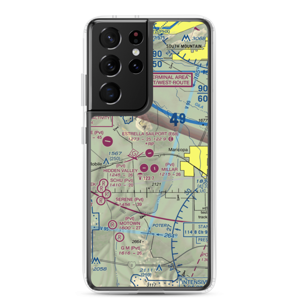 Estrella Sailport Gliderport (E68) VFR Sectional Samsung Case Samsung Galaxy S21 Ultra model shown