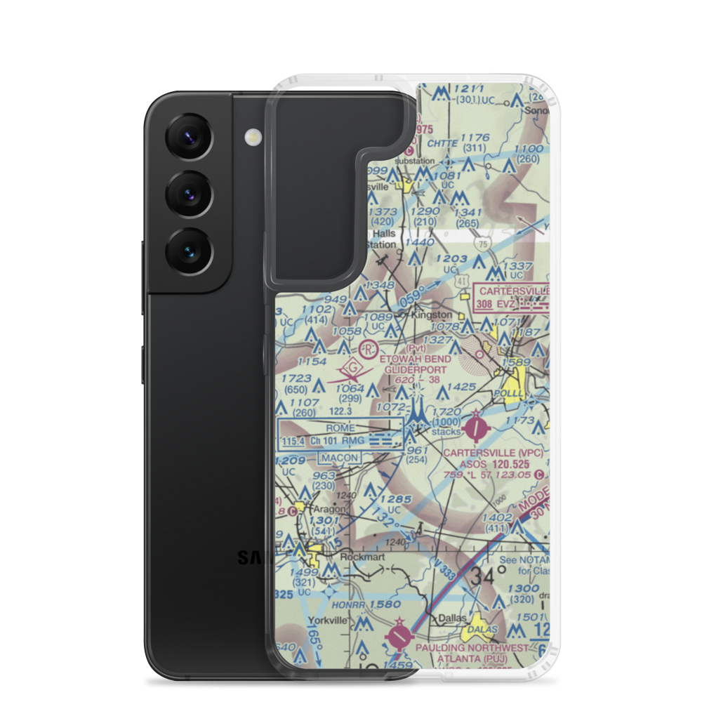Etowah Fields Airport (02GE) VFR Sectional Samsung Case Samsung Galaxy S22 model shown