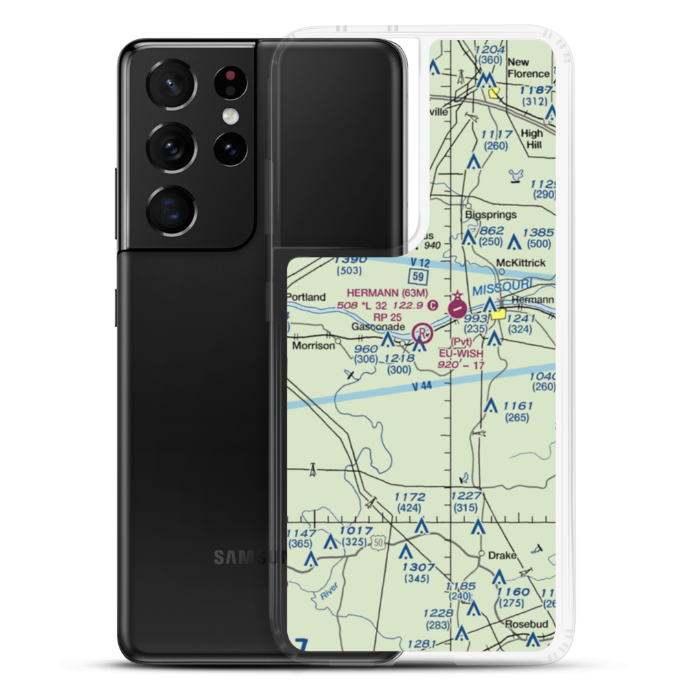 Eu-Wish Airport (MU68) VFR Sectional Samsung Case Samsung Galaxy S21 Ultra model shown