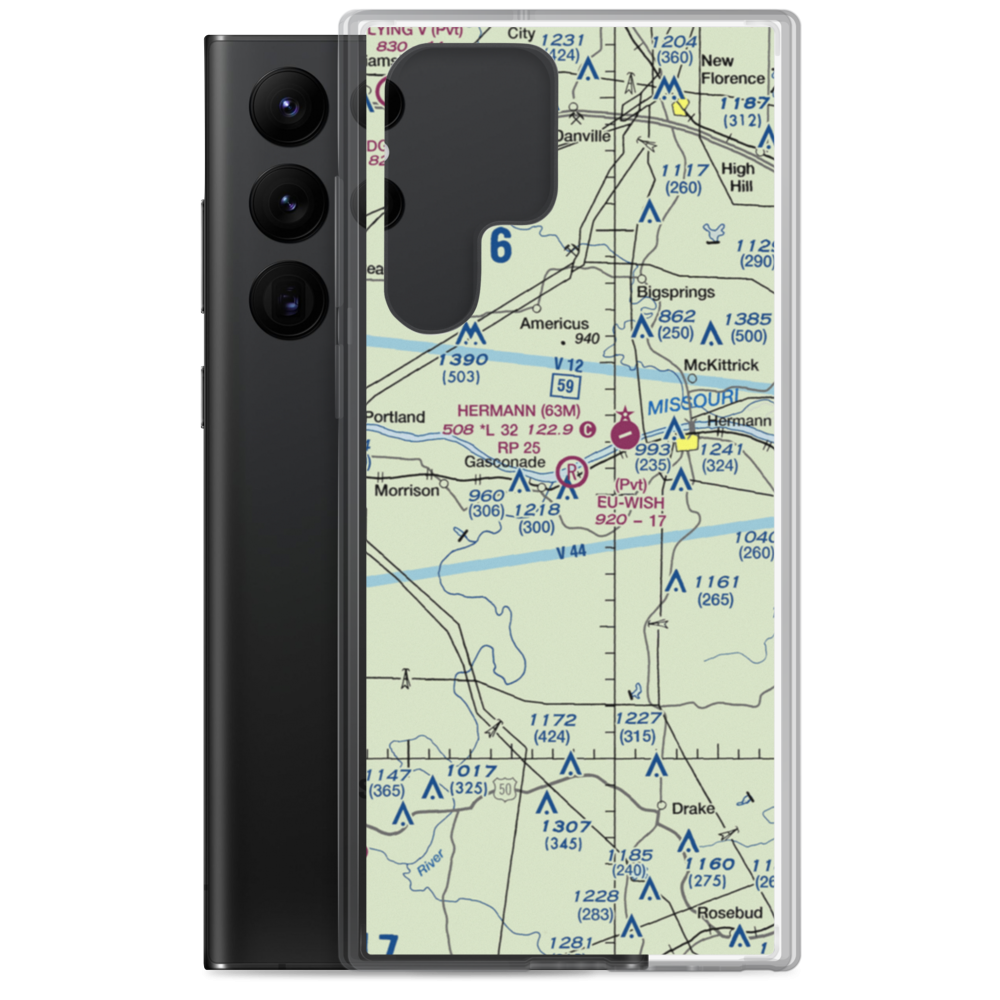 Eu-Wish Airport (MU68) VFR Sectional Samsung Case Samsung Galaxy S22 Ultra model shown