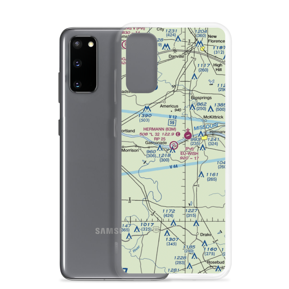 Eu-Wish Airport (MU68) VFR Sectional Samsung Case Samsung Galaxy S20 model shown