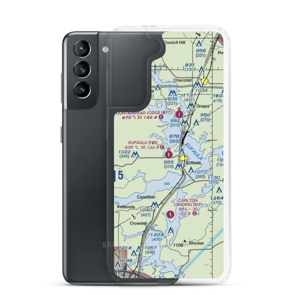 Eufaula Municipal Airport (F08) VFR Sectional Samsung Case Samsung Galaxy S21 model shown