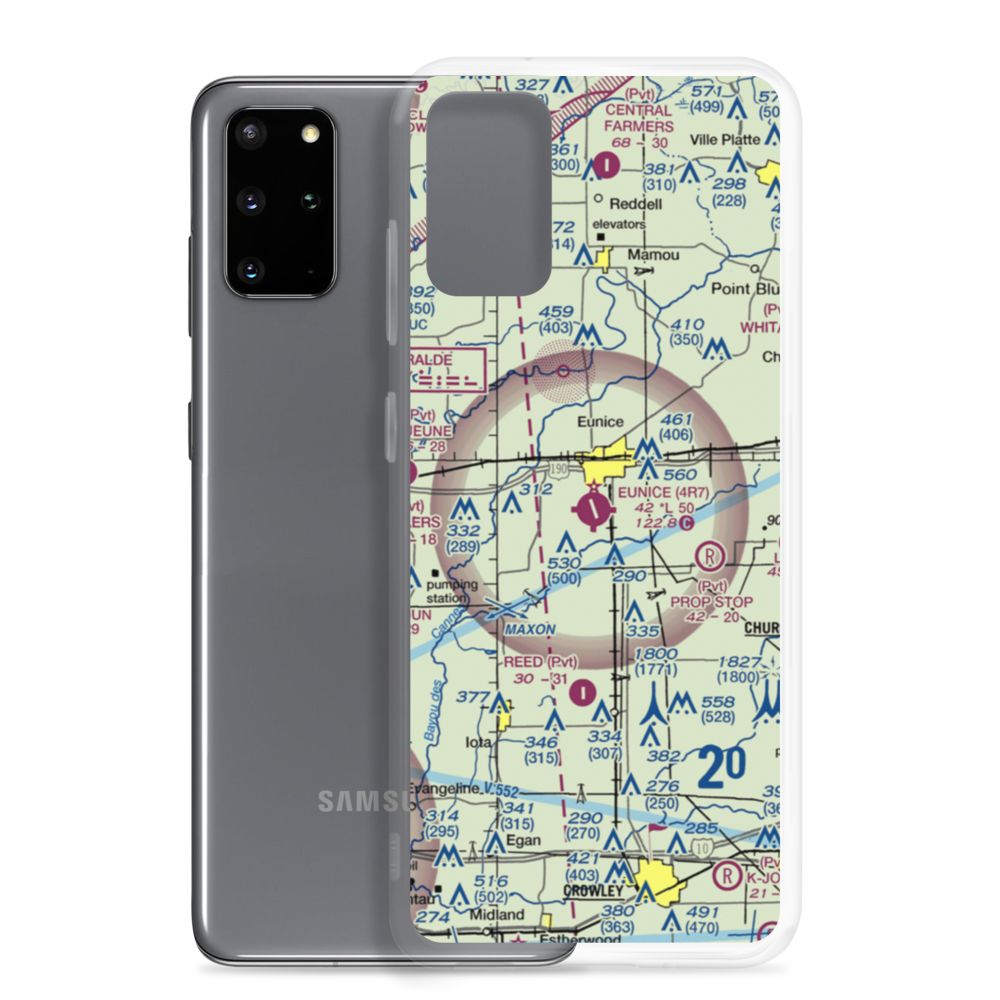 Eunice Airport (4R7) VFR Sectional Samsung Case Samsung Galaxy S20 Plus model shown