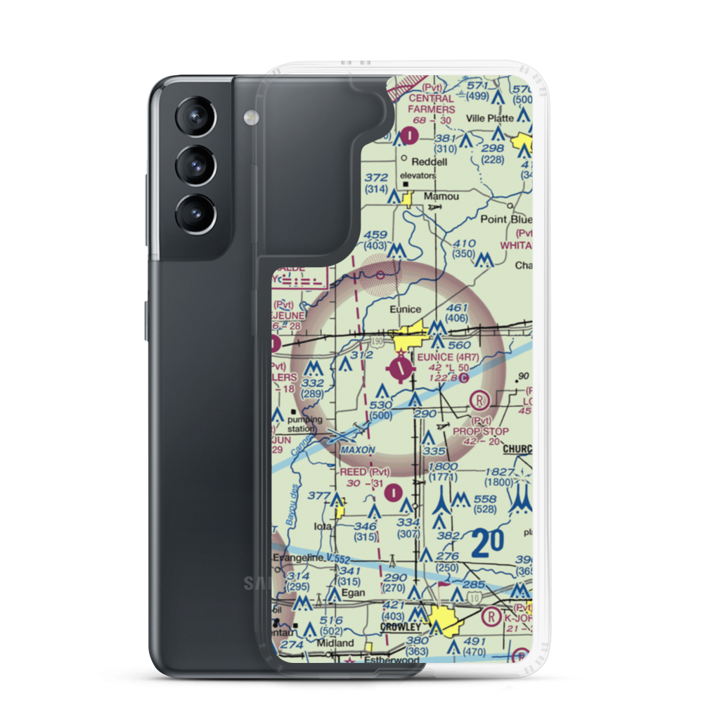 Eunice Airport (4R7) VFR Sectional Samsung Case Samsung Galaxy S21 model shown