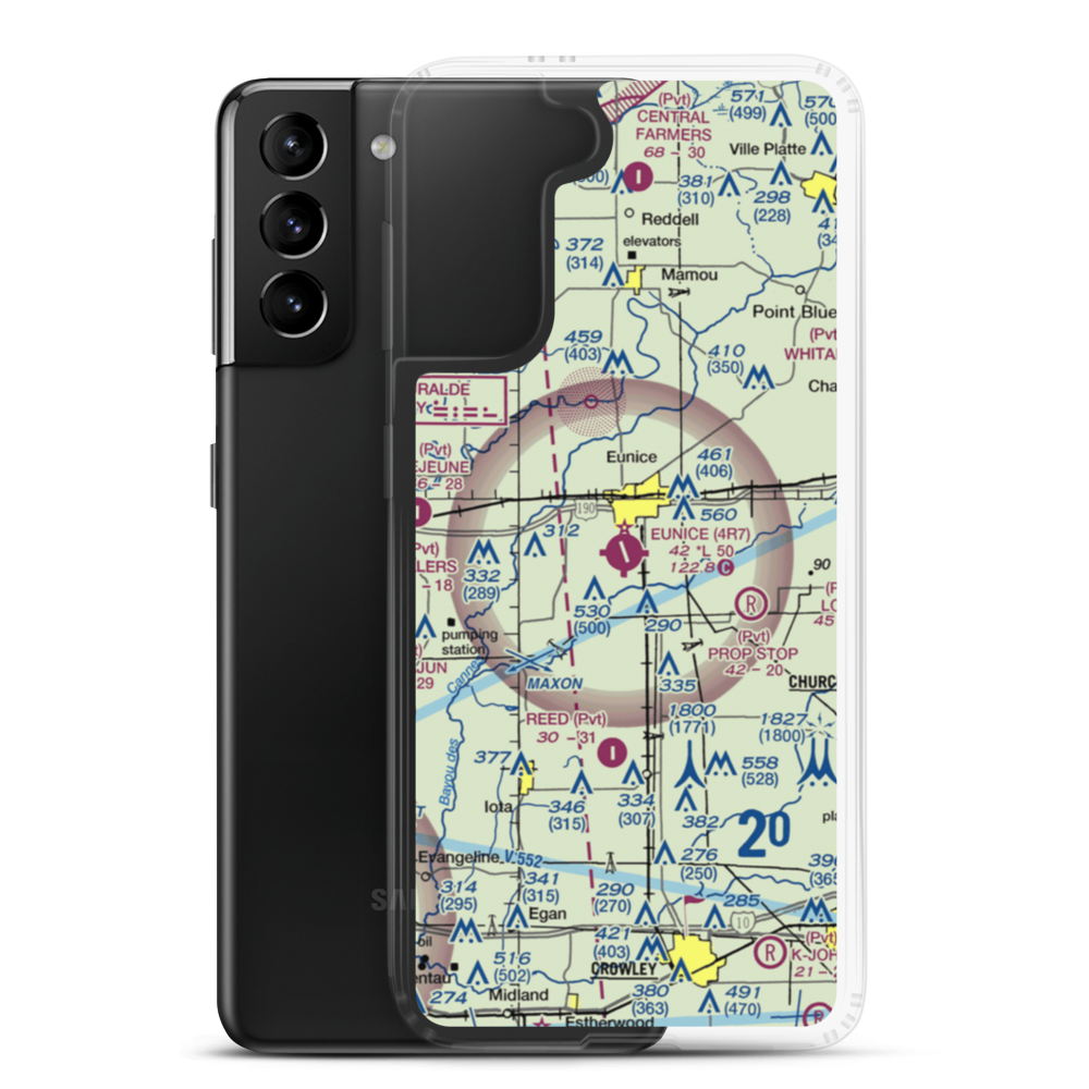 Eunice Airport (4R7) VFR Sectional Samsung Case Samsung Galaxy S21 Plus model shown