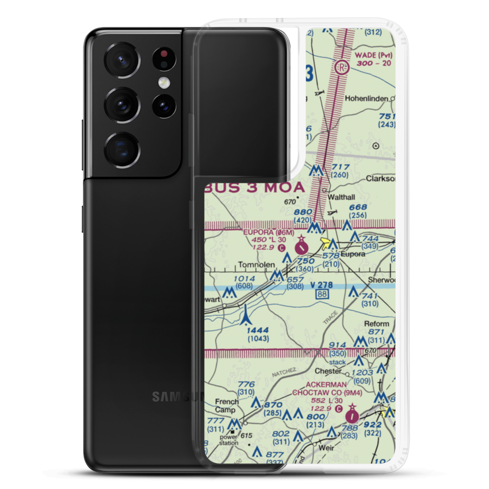 Eupora Airport (06M) VFR Sectional Samsung Case Samsung Galaxy S21 Ultra model shown