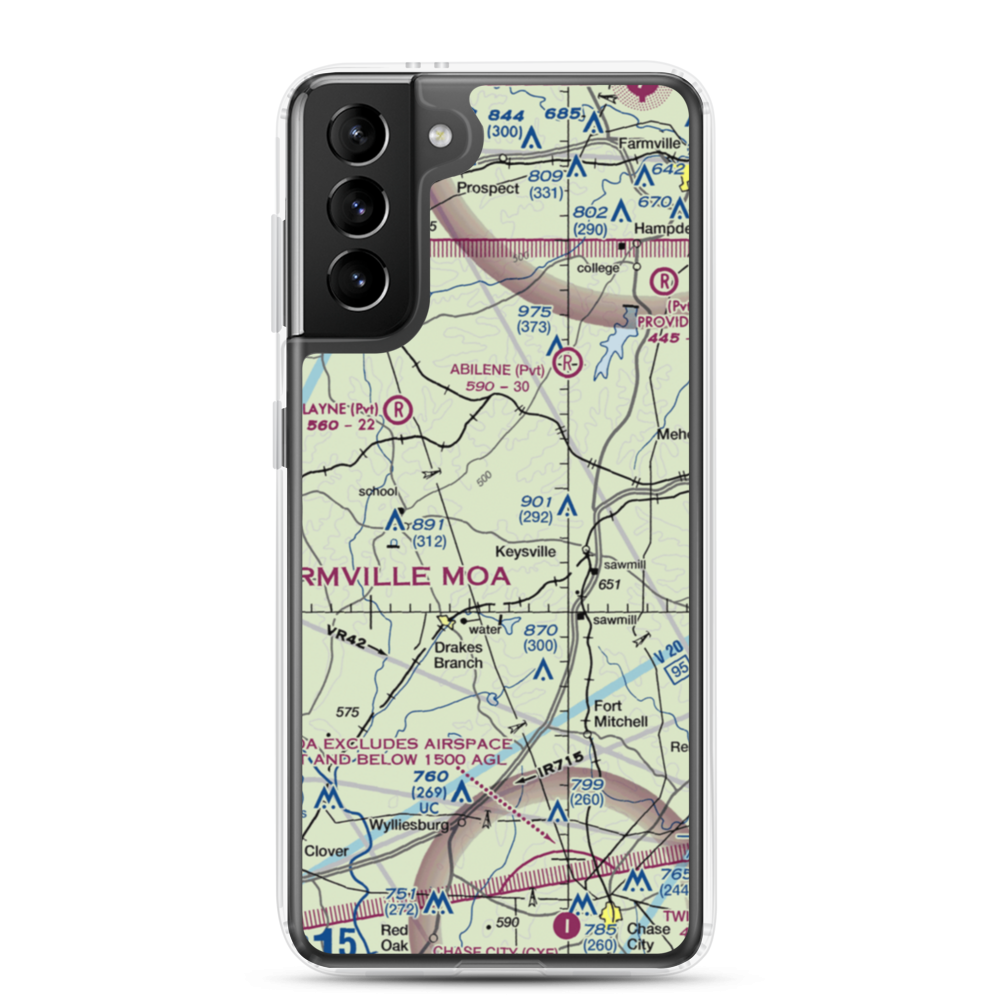 Eureka Airport (VG01) VFR Sectional Samsung Case Samsung Galaxy S21 Plus model shown