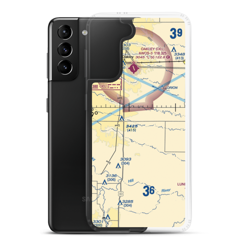 Evans Airport (7KS7) VFR Sectional Samsung Case Samsung Galaxy S21 Plus model shown