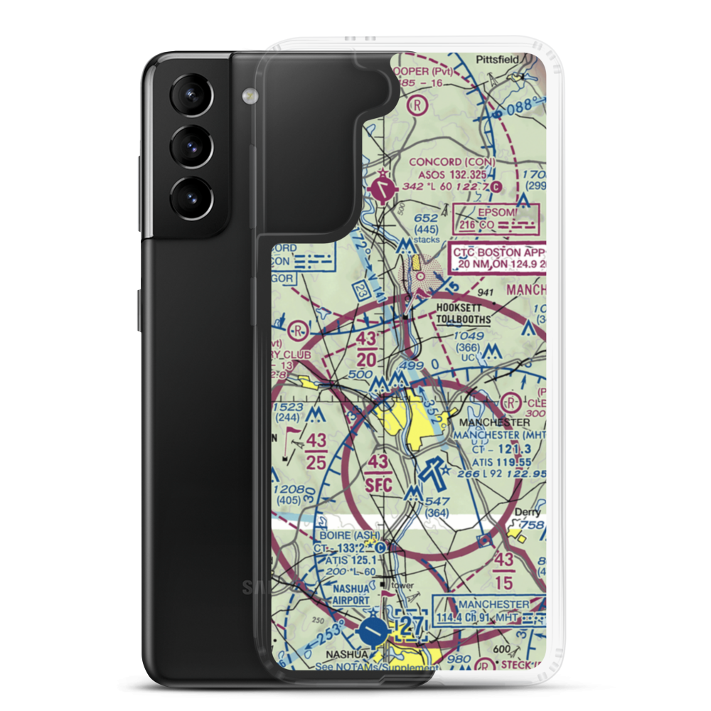 Evans Seaplane Base (NH12) VFR Sectional Samsung Case Samsung Galaxy S21 Plus model shown