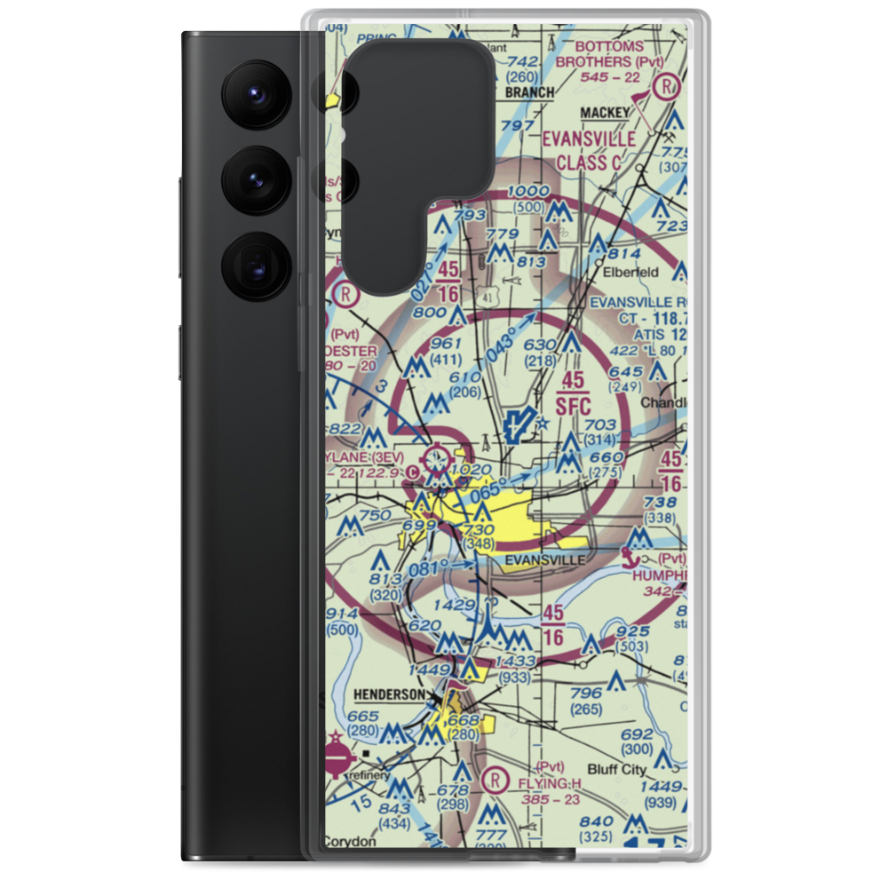Evansville Regional Airport (EVV) VFR Sectional Samsung Case Samsung Galaxy S22 Ultra model shown