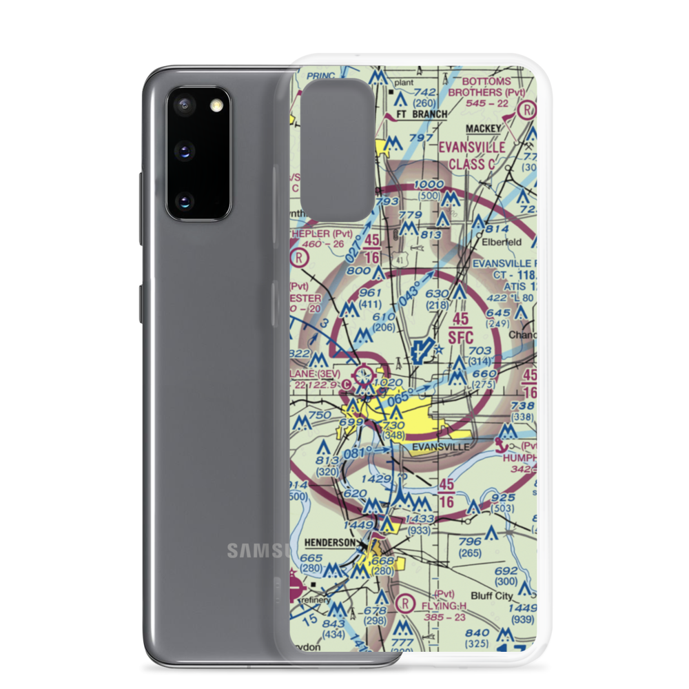 Evansville Regional Airport (EVV) VFR Sectional Samsung Case Samsung Galaxy S20 model shown